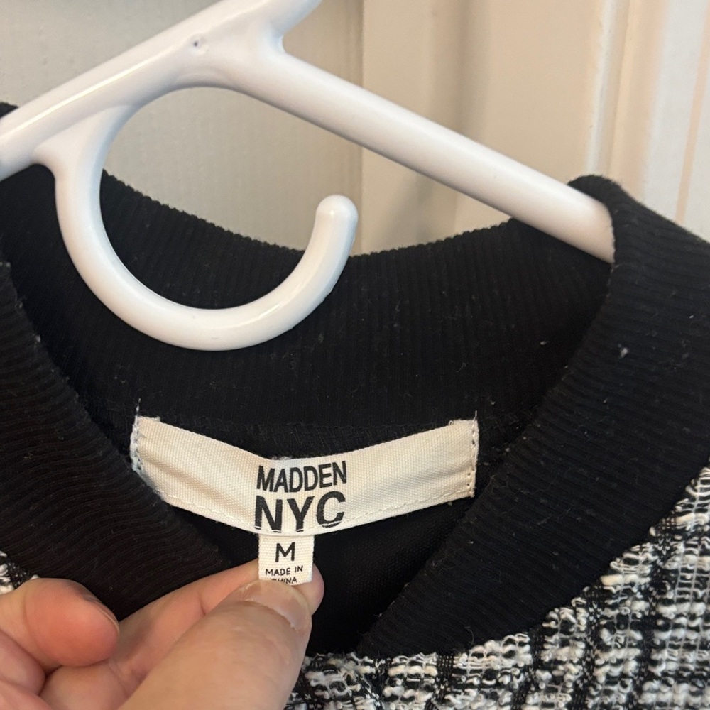 Madden NYC Black and White Checkered Bomber Jacket - Picture 2 of 11